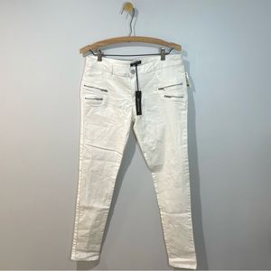 Shinestar | White Zippered Skinny Jeans